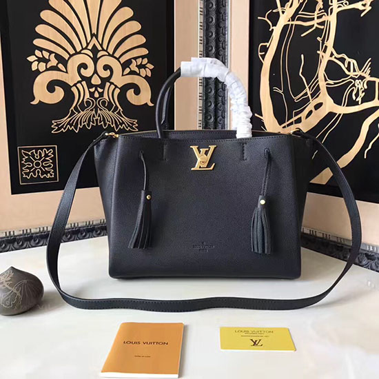 Louis Vuitton Soft Calfskin Lockme Tote Black M54572