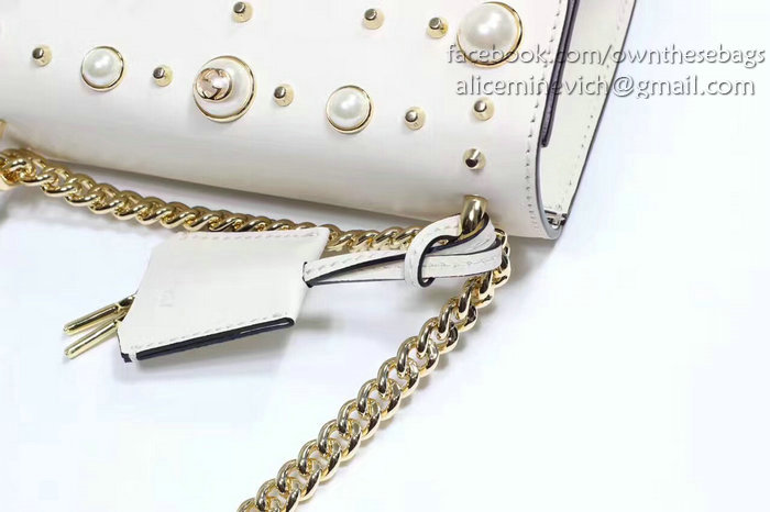 Gucci Padlock Studded GG Supreme Shoulder Bag White 432182