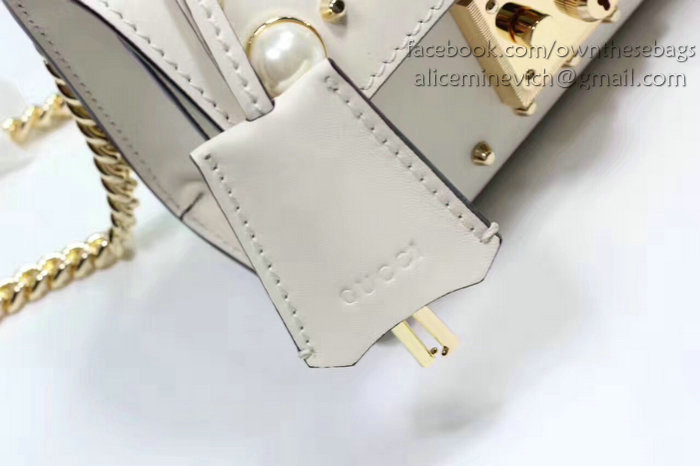 Gucci Padlock Studded Leather Shoulder Bag White 432182