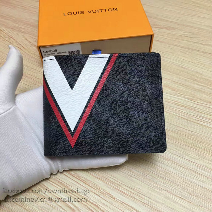 Louis Vuitton Damier Graphite Canvas Slender Wallet Red N64008