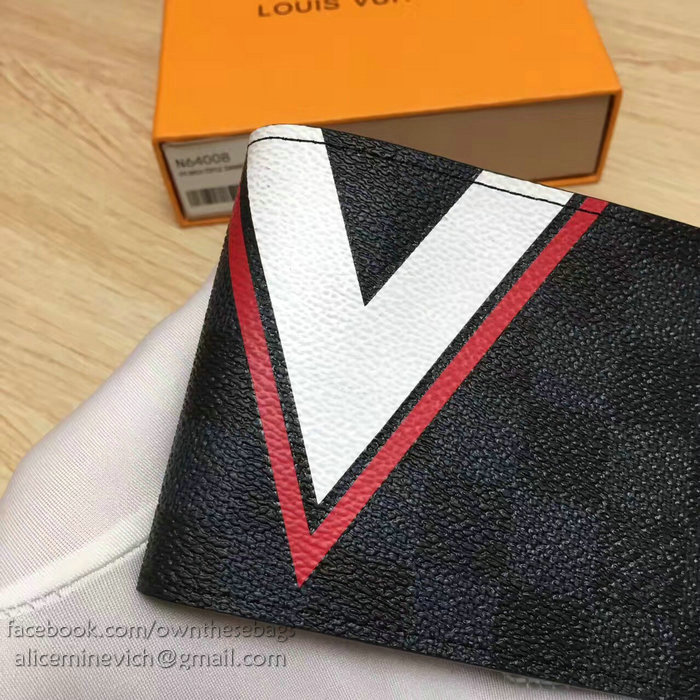 Louis Vuitton Damier Graphite Canvas Slender Wallet Red N64008