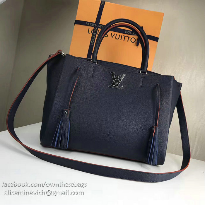 Louis Vuitton Soft Calfskin Lockme Tote Blue M54571