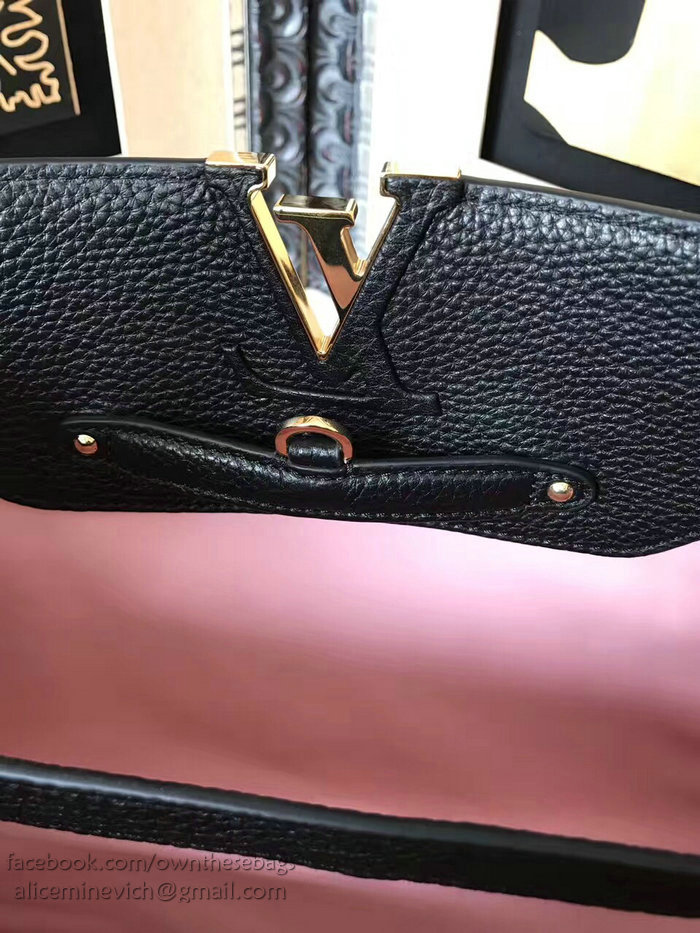 Louis Vuitton Taurillon Leather Capucines PM Black M48865