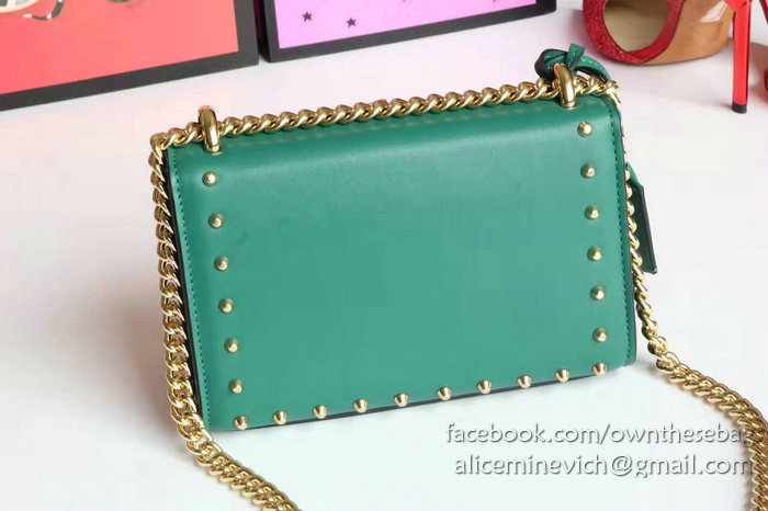 Gucci Padlock Studded Leather Shoulder Bag Green 432182