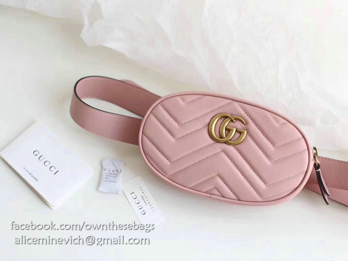 Gucci GG Marmont Matelasse Leather Belt Bag Pink 476434