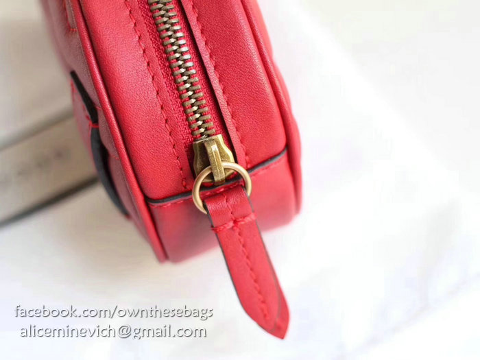 Gucci GG Marmont Matelasse Leather Belt Bag Red 476434