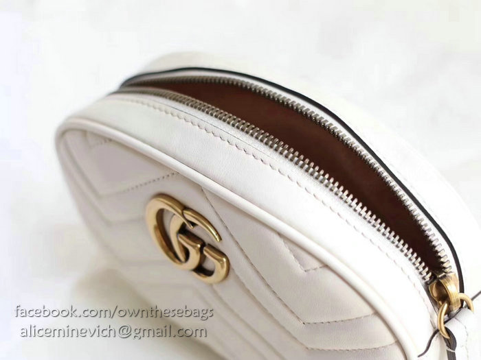Gucci GG Marmont Matelasse Leather Belt Bag White 476434