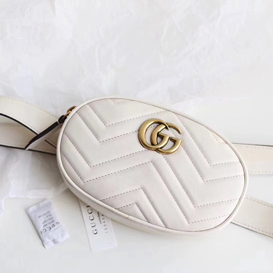 Gucci GG Marmont Matelasse Leather Belt Bag White 476434