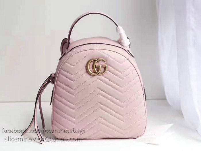 Gucci GG Marmont Quilted Leather Backpack Pink 476671