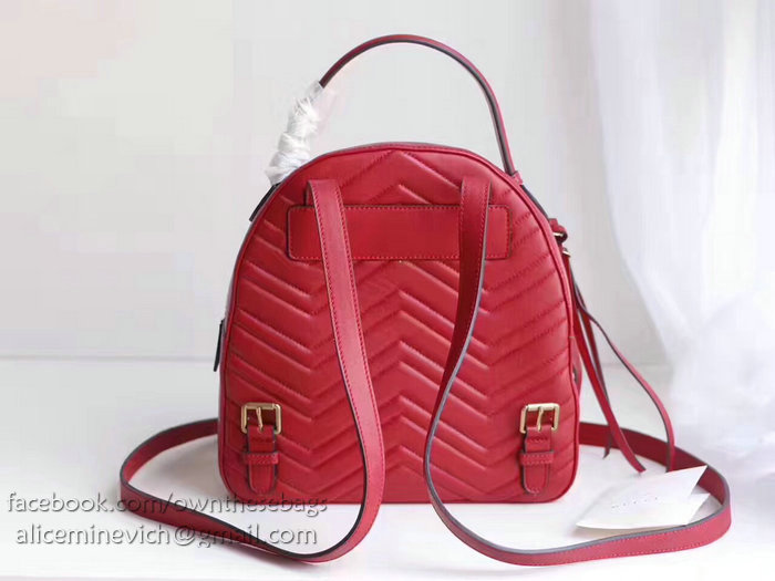Gucci GG Marmont Quilted Leather Backpack Red 476671