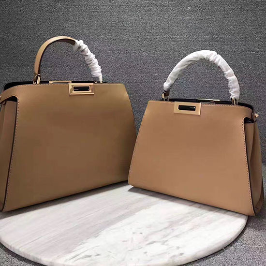 Fendi Peekaboo Tote Bag Beige Original Leather F280504