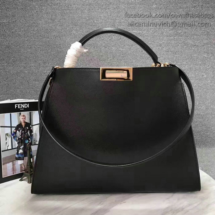 Fendi Peekaboo Tote Bag Black Original Leather F280504