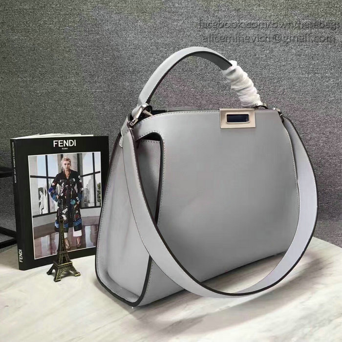 Fendi Peekaboo Tote Bag Light Grey Original Leather F280504