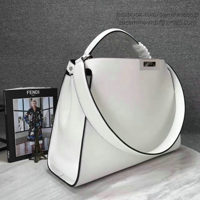 Fendi Peekaboo Tote Bag White Original Leather F280504