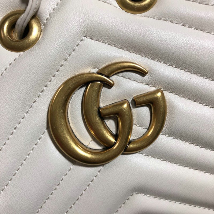 Gucci GG Marmont Leather Bucket Bag 476674 White