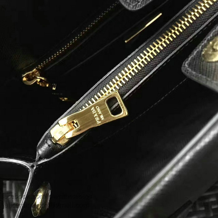 Prada Saffiano Leather Top Handle Bag Black BL2558
