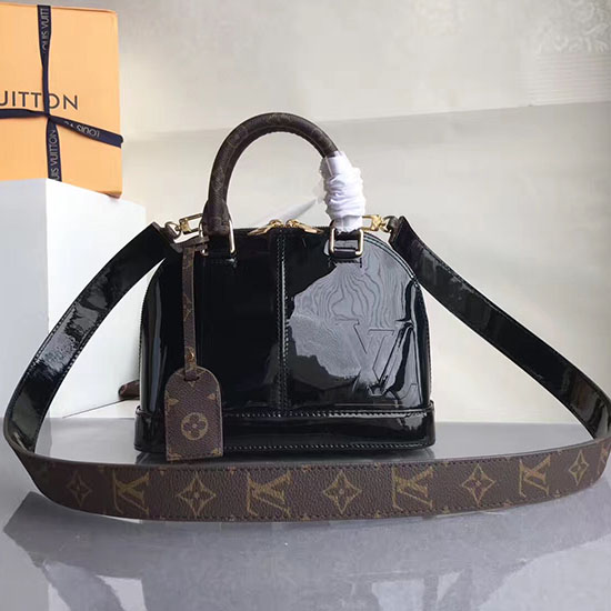 Louis Vuitton Patent Leather Alma BB Black M54785