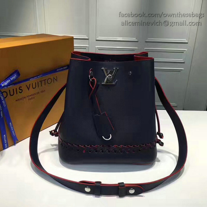 Louis Vuitton Soft calfskin Lockme Bucket Blue M54681