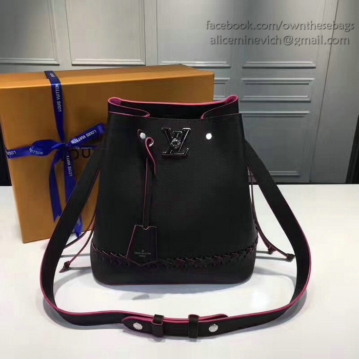 Louis Vuitton Soft calfskin Lockme Bucket Noir M54681