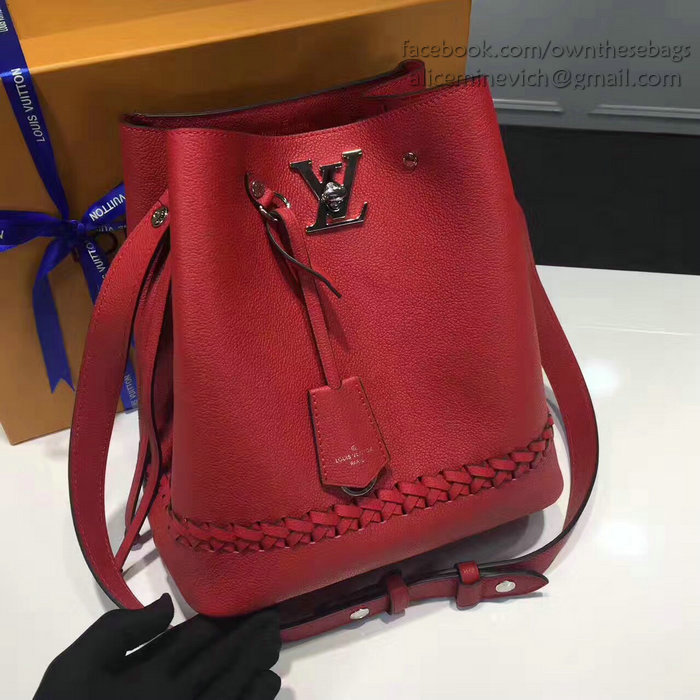 Louis Vuitton Soft calfskin Lockme Bucket Red M54681