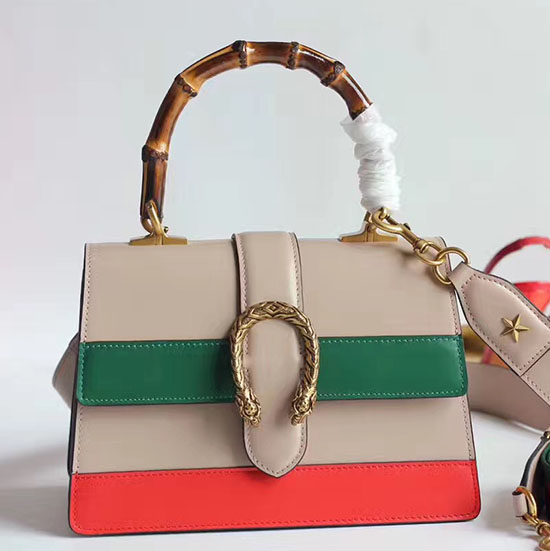 Gucci Dionysus Leather Top Handle Bag Orange/Green/Red 448075