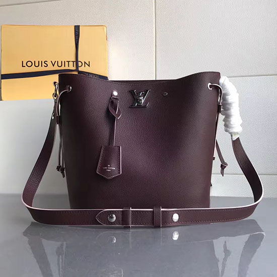 Louis Vuitton Soft Calfskin Lockme Bucket Bordeaux M54677