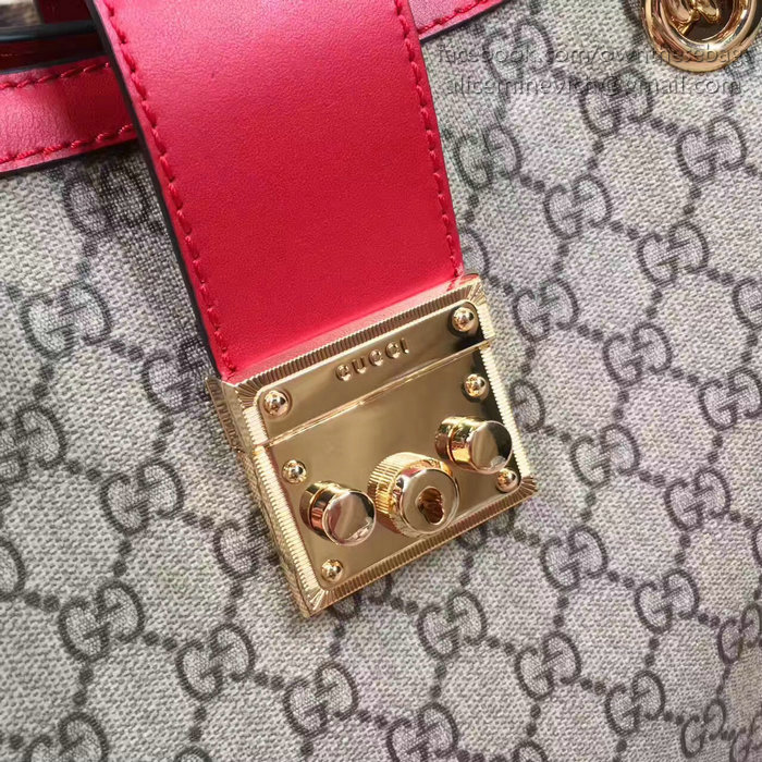 Gucci Padlock GG Supreme Canvas Shoulder Bag Red 479197