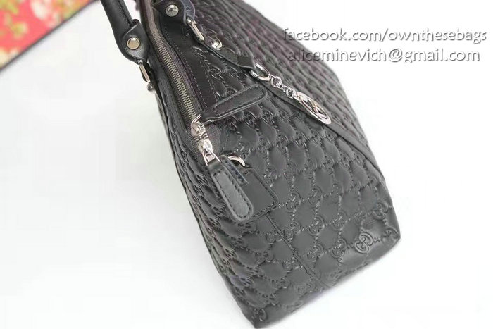 Gucci Signature Leather Top Handle Bag Black 341503