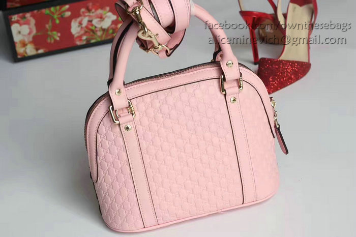Gucci Signature Leather Top Handle Bag Pink 449654