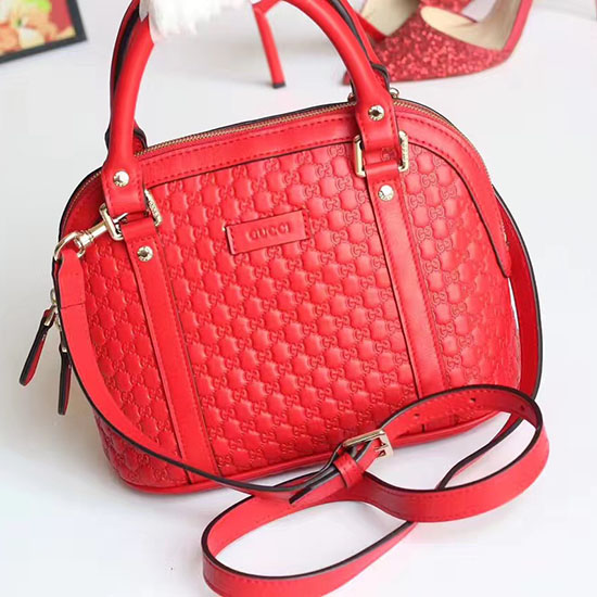 Gucci Signature Leather Top Handle Bag Red 449654