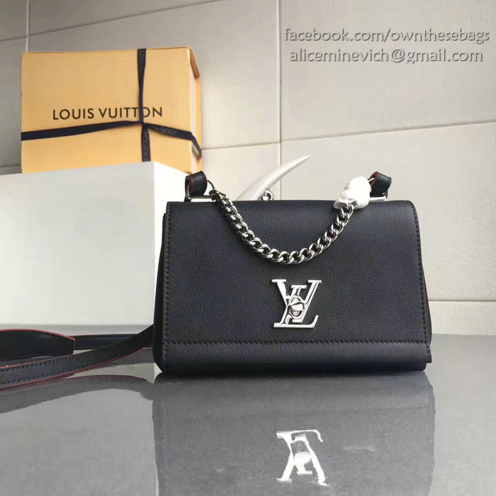 Louis Vuitton Soft Calf Leather Lockme II BB Black with Orange Edge M51200