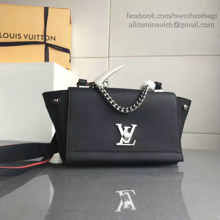 Louis Vuitton Soft Calf Leather Lockme II BB Black with Orange Edge M51200