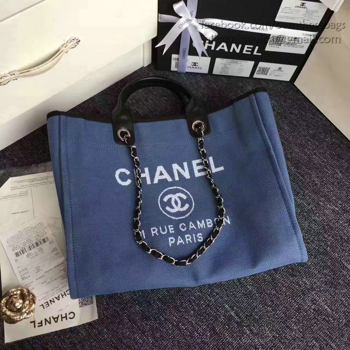 Chanel Blue Canvas Large Deauville Shopping Bag A68046