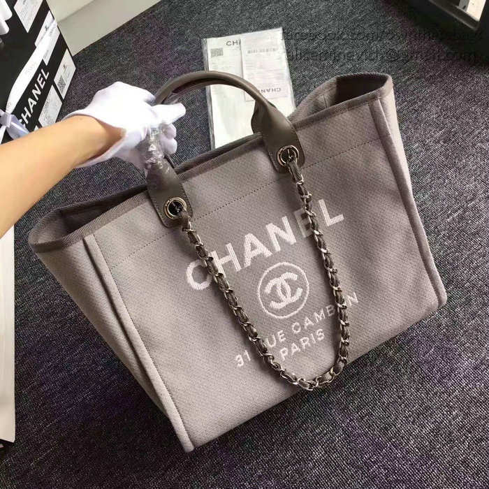 Chanel Brown Canvas Large Deauville Shopping Bag A68046