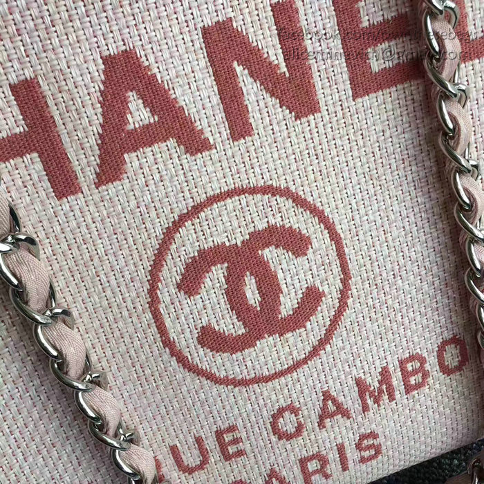 Chanel Pink Canvas Large Deauville Shopping Bag A68046
