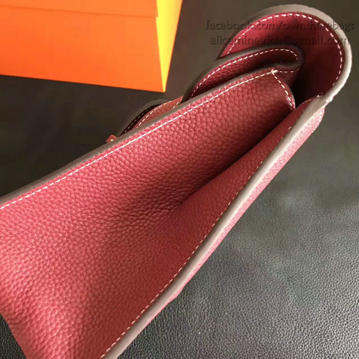 Hermes Halzan 31 Bag in Burgundy Taurillon Clemence Leather H070428