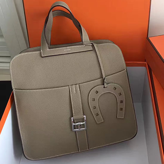 Hermes Halzan 31 Bag in Grey Taurillon Clemence Leather H070428