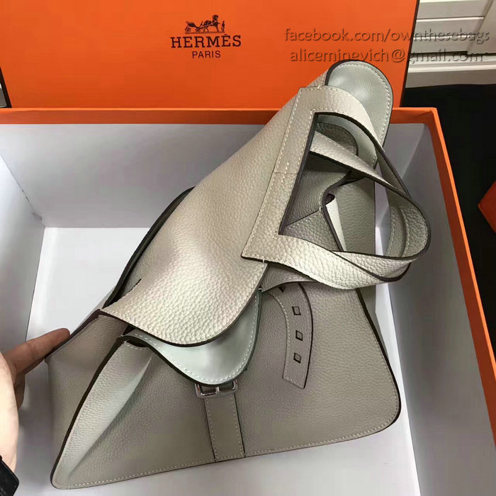 Hermes Halzan 31 Bag in Light Grey Taurillon Clemence Leather H070428