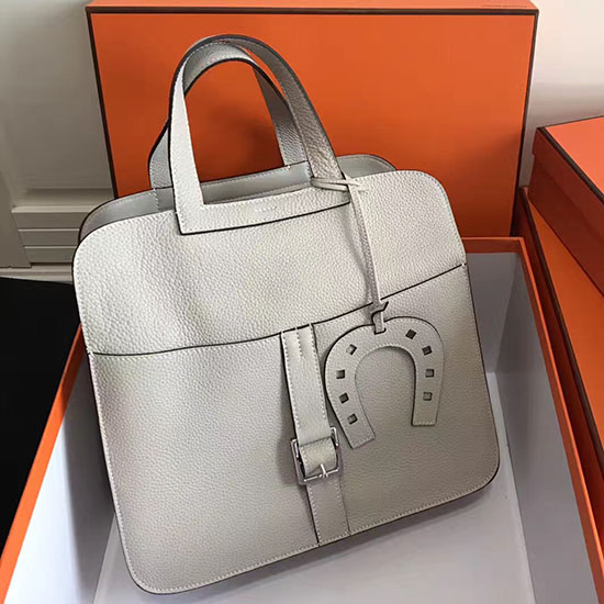 Hermes Halzan 31 Bag in Light Grey Taurillon Clemence Leather H070428