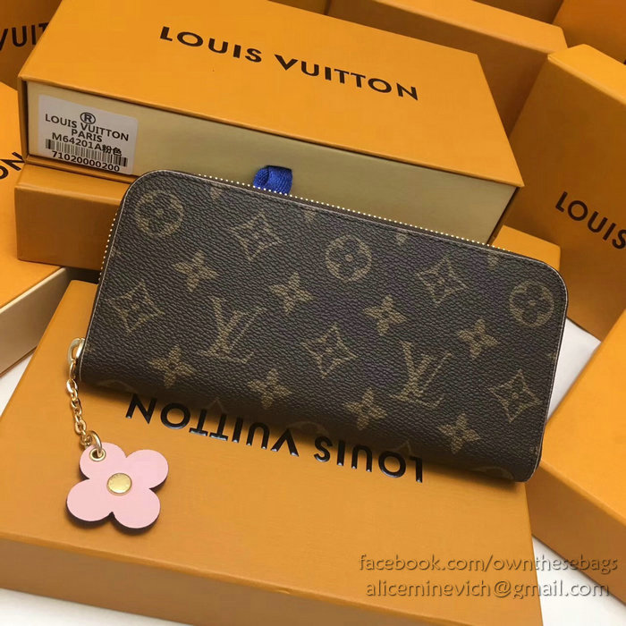 Louis Vuitton Monogram Canvas Clemence Wallet Pink M64201