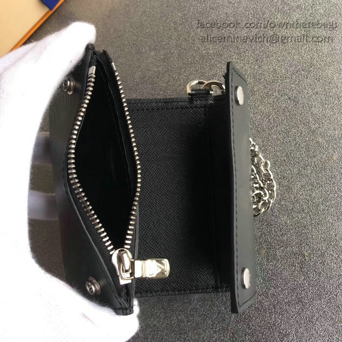 Louis Vuitton Epi Leather Chain Wallet Black M64212