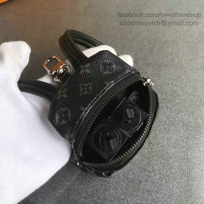 Louis Vuitton Monogram Eclipse Canvas Backpack Bag Charm M61964