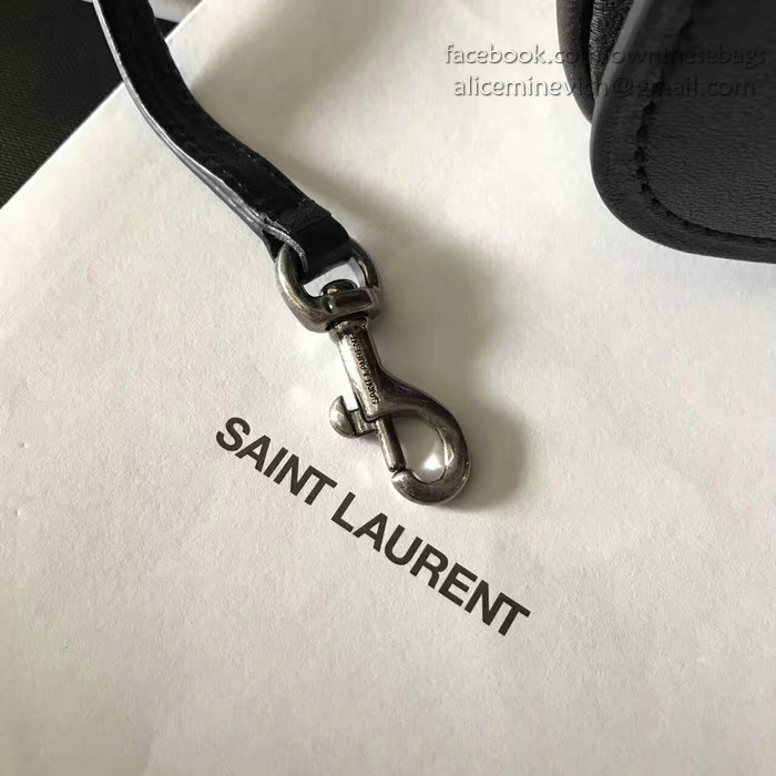 Saint Laurent Charlotte Messenger Bag in Black Sheepskin 466296