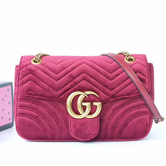 Gucci GG Marmont Velvet Shoulder Bag Pink 443496