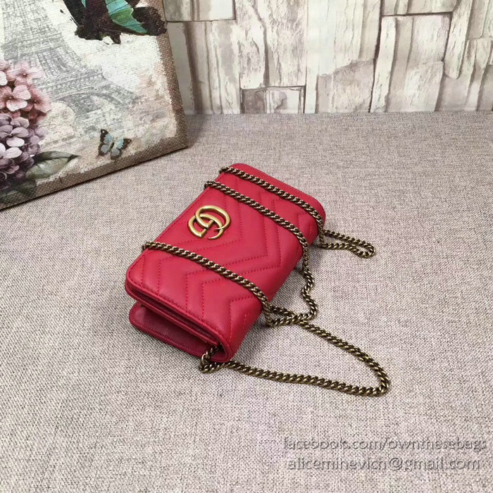 Gucci GG Marmont Mini Shoulder Bag Red 488426