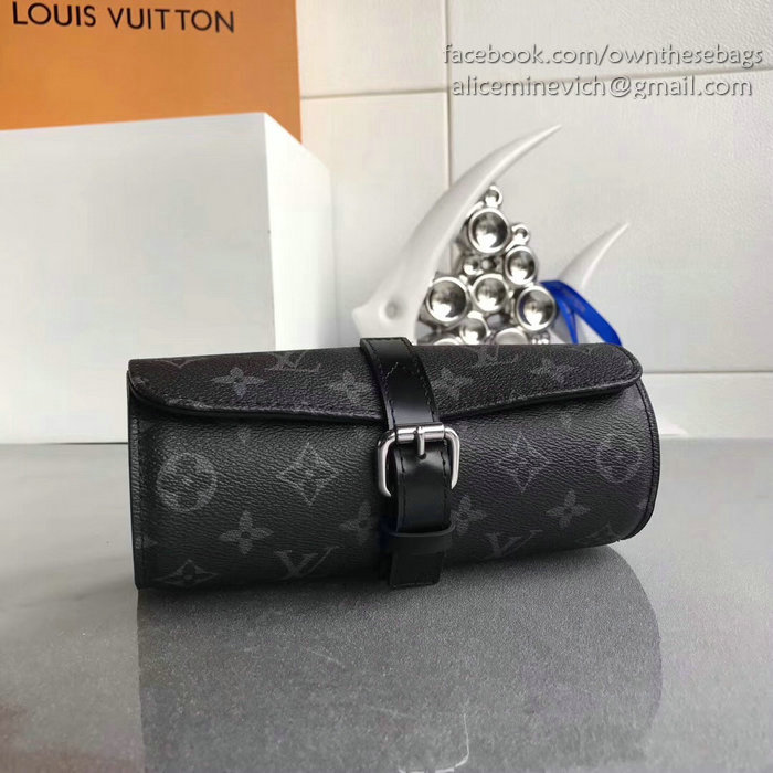 Louis Vuitton Monogram Eclipse Canvas 3 Watch Case M47530