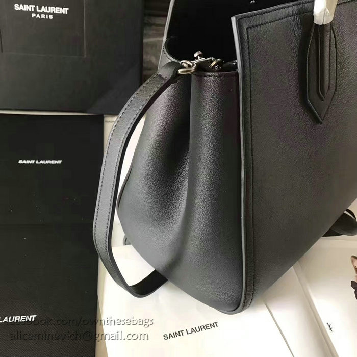 Saint Laurent Calfskin Cabas Tote Bag Black 464229