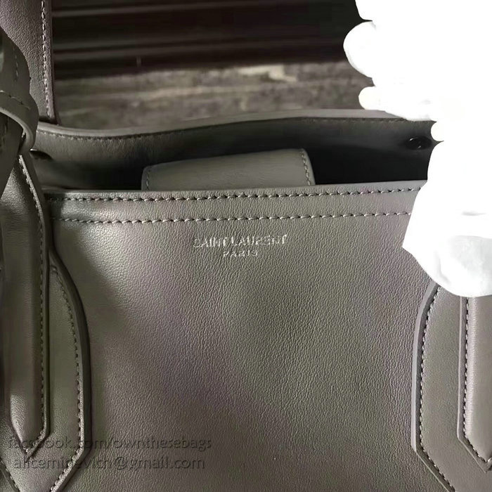 Saint Laurent Calfskin Cabas Tote Bag Grey 464229