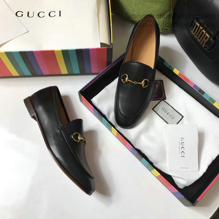 Gucci Calfskin Leather Loafers Black GS01