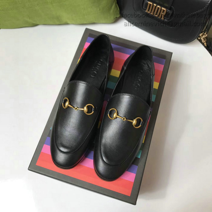 Gucci Calfskin Leather Loafers Black GS02